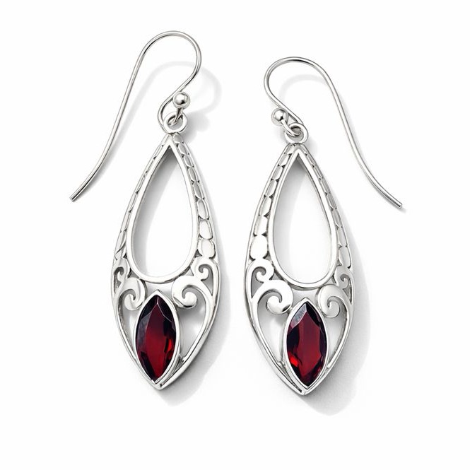 S925 Garnet Leaf Earrings
